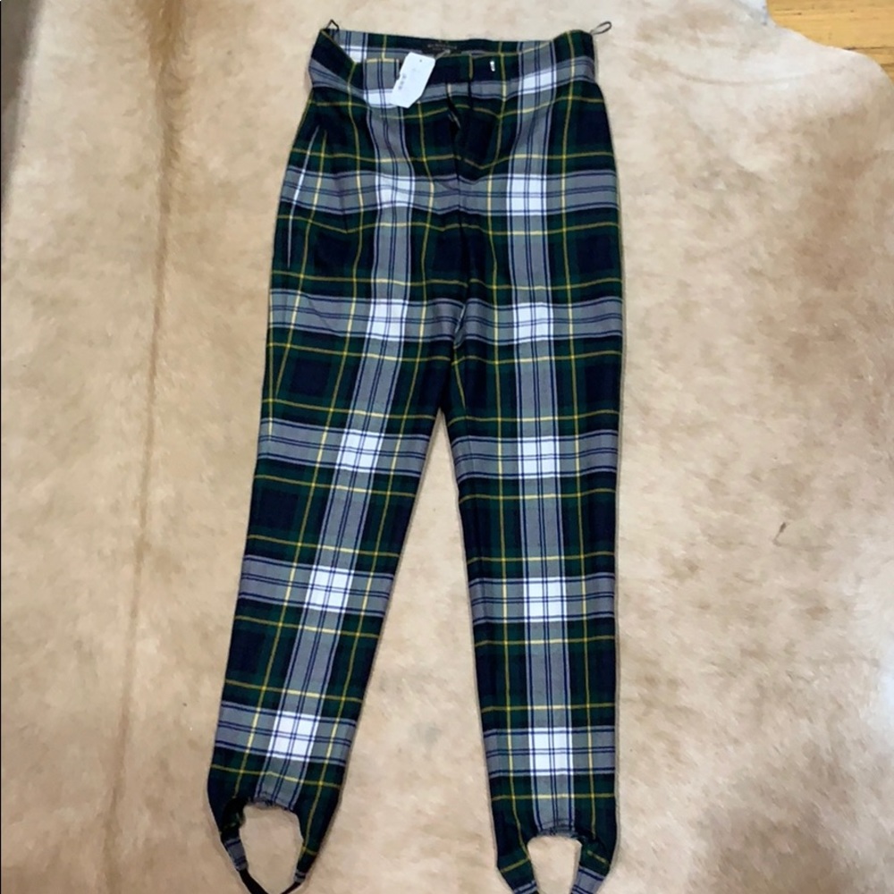 Burberry green tartan stirrup pants